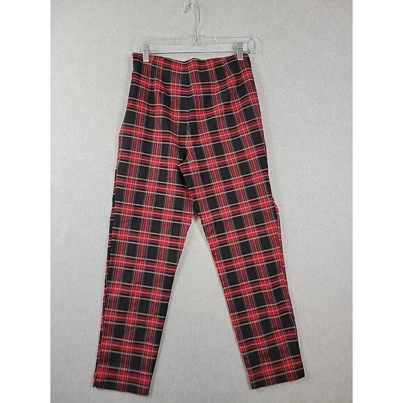Time and Tru Red Plaid Mid Rise Side Zip Tapered Stretch Pants Women's 12 - Picture 6 of 12